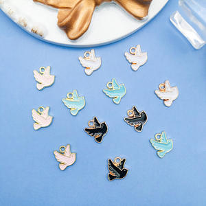 평화의 새 미니 비둘기 매력 보석 만들기 팔찌 대량 공예 목걸이 에나멜 비둘기 매력 - Product Image 5