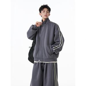 Ensemble pull col montant style japonais avec blocs de couleur et ruban, 100 % fibre de bambou, strass, pour homme, collection automne, marque tendance, coupe décontractée - Product Image 6