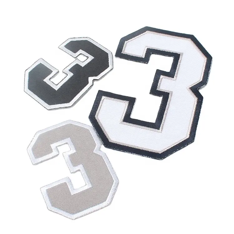 Wholesale New Design Fashion Custom Iron on Number Appliques Machine Embroidery Patches for Sports