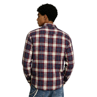 Kemeja Pria Kotak-kotak Kualitas Tinggi Lengan Panjang Katun Kancing Depan Kasual Motif Plaid Streetwear Polos Grosir ODM TKAN0953