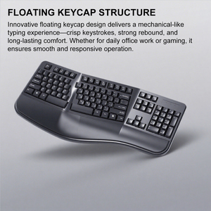 Claviers ergonomiques personnalisés Wave Keys 2.4G Clavier ergonomique sans fil silencieux sans fil avec repose-mains rembourré - Product Image 5