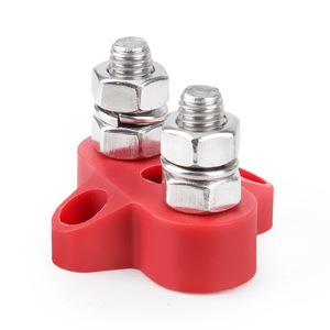 <b>Screw</b> Terminals 2P M6 M8 Brass <b>Nylon</b> Red For Automotive RV Yacht Battery Wiring - Product Image 1
