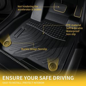GINOWY Custom Fit All-Weather Floor Mats for 2024-2025 for Ford Ranger Non-Slip Waterproof TPE Floor Liners <strong>Accessories</strong> - Product Image 3