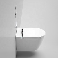 WC intelligent allongé de luxe mural avec chasse d'eau électrique par gravité, siège chauffant et télécommande incluse