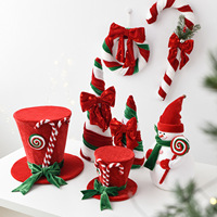 Ornement suspendu LINGKAI en peluche rouge, blanc et vert, en forme de canne à sucre, bonhomme de neige et boule, pour sapin de Noël et décoration de maison pour les fêtes