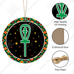 Kwanzaa celebración redonda pared de madera principios de arte placa de madera signo hogar colgante decoración de pared - Product Image 3