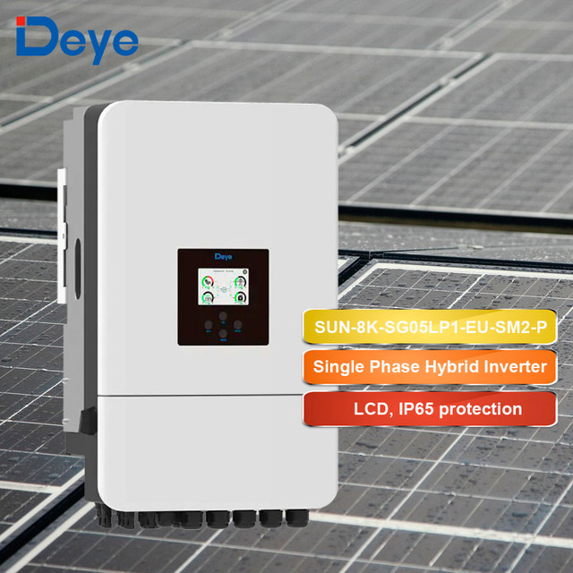 In Stock IP65 Protection Deye SUN-8K-SG05LP1-EU-SM2-P Single Phase 48V 8kw Hybrid Solar Inverter for Home Use