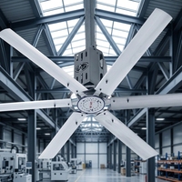 Industrieller HVLS-Deckenventilator 12ft Raddurchmesser 8000m/min Luftstrom 38dB Geräuschpegel Aluminiumlegierung Konstruktion Touch-Steuerung Kugellager