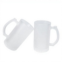 Mug à bière en verre givré transparent de 16 oz pour sublimation, avec poignée