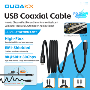 <span class=keywords><strong>Cable</strong></span> USB4 Thunderbolt 4 Tipo C OUDAKX de 0.2m/1m/2m, 20V 5A, <span class=keywords><strong>Cable</strong></span> de Carga Rápida de PVC y Aleación de Aluminio con Certificación CE FCC RoHS para <span class=keywords><strong>PC</strong></span> - Product Image 2