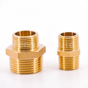 Encaixes de rosca BSP 1/2inch-4inch Brass Nipple Fabricante Latão Hexagon OEM Masculino Forjado Feminino Metal para Tubo de Pvc