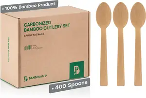 Vaisselle jetable biodégradable Fourchette en bambou écologique Cuillère Couteau Couverts en bambou