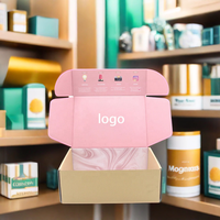 Dossiers en carton ondulé rose personnalisés avec logo imprimé, emballage pour vêtements, matériaux recyclés, gaufrage, laminage mat