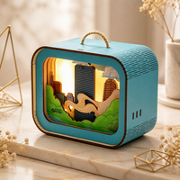 Lampe boîte à ombre en contreplaqué de tilleul découpé au laser 3D, veilleuse en bois avec monument urbain, souvenir culturel touristique, cadeau