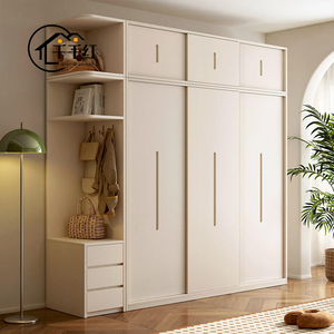 Armoire à portes coulissantes en MDF, style moderne minimaliste, réglable, durable, garantie 5 ans, couleur noyer naturel, meubles de chambre à coucher - Product Image 3
