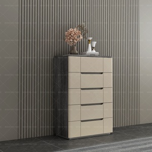 NOVA Modernes Hochglanz-Massivholz-Bettgestell in King/Queen-Size mit LED-Licht-Kopfteil für Hotel-Schlafzimmermöbel - Product Image 4