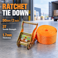Sangle d'arrimage à cliquet sans crochet de 3 tonnes et 2 pouces avec cliquet galvanisé et sangle en polyester pour la sécurisation des charges de camion