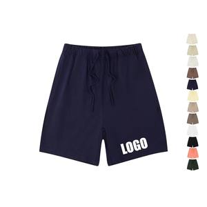 Shorts rayés basiques pour hommes, 275g, 100% coton, coupe oversize, été, usage quotidien, logo personnalisé, vente en gros, poches à cordon, anti-UV - Product Image 4