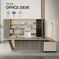 Table de bureau en bois OEM moderne de luxe extensible en forme de L avec panneau en mélamine, montage facile, gestion des câbles écologique
