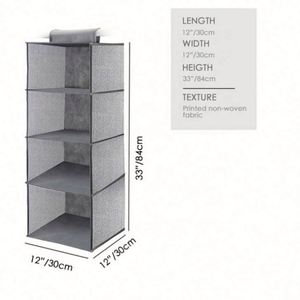 Storage Hanging Closet <b>Shelves</b>,fabric Closet Hanging Organizer,4 <b>Shelf</b> Closet Hanging Organizer with <b>Hooks</b> - Product Image 3