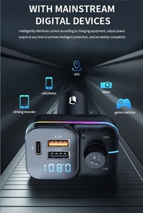   Émetteur FM 5.0 Mains Libres <span class=keywords><strong>Radio</strong></span> de Voiture Modulateur Lecteur MP3 avec <span class=keywords><strong>Adaptateur</strong></span> de Charge Rapide Double USB Type-C pour Voiture - Product Image 4