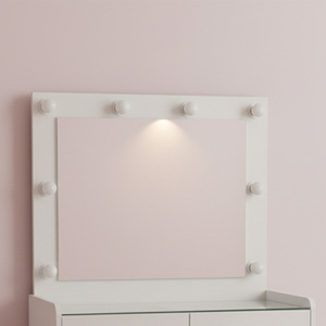 Table de maquillage moderne en bois pour filles avec miroir, tiroirs et lumière LED - Product Image 2