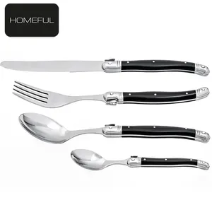 French style stainless steel laguiole flatware set knife, fork and spoon with ABS handle