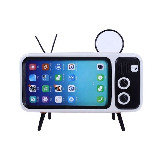 2021 Trending Blueteeth Speaker Retro Tv Shape Play Mobile Holder 1500Mah Power Bank Phone