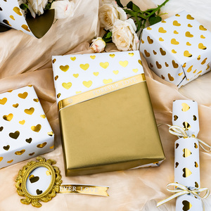 White Gold Heart <b>Pattern</b> Gift Wrapping <b>Paper</b> Double-Sided Metallized Art <b>Paper</b> for Crafting and Packaging - Product Image 2
