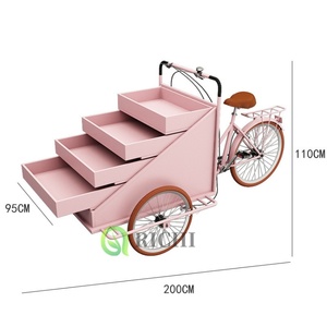 Factory Direct Wholesale Pink Color Beautiful Design Mobile <strong>Food</strong> <strong>Cart</strong> Bicycle <strong>Food</strong> Trailer <strong>Fast</strong> <strong>Food</strong> Snack on Sale - Product Image 1