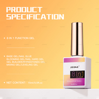 JTING Hot Popular 8IN1 Multi Fungsi Lem Gel Kuku untuk Rhinestone, Hard Top Coat, Base Gel, Nail Blooming, Mixing Gel OEM ODM
