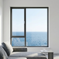 Fenêtres à battants modernes en aluminium, haute résistance au vent, avec verre trempé et design à persiennes, style ouverture battante, certifiées Energy Star pour villas