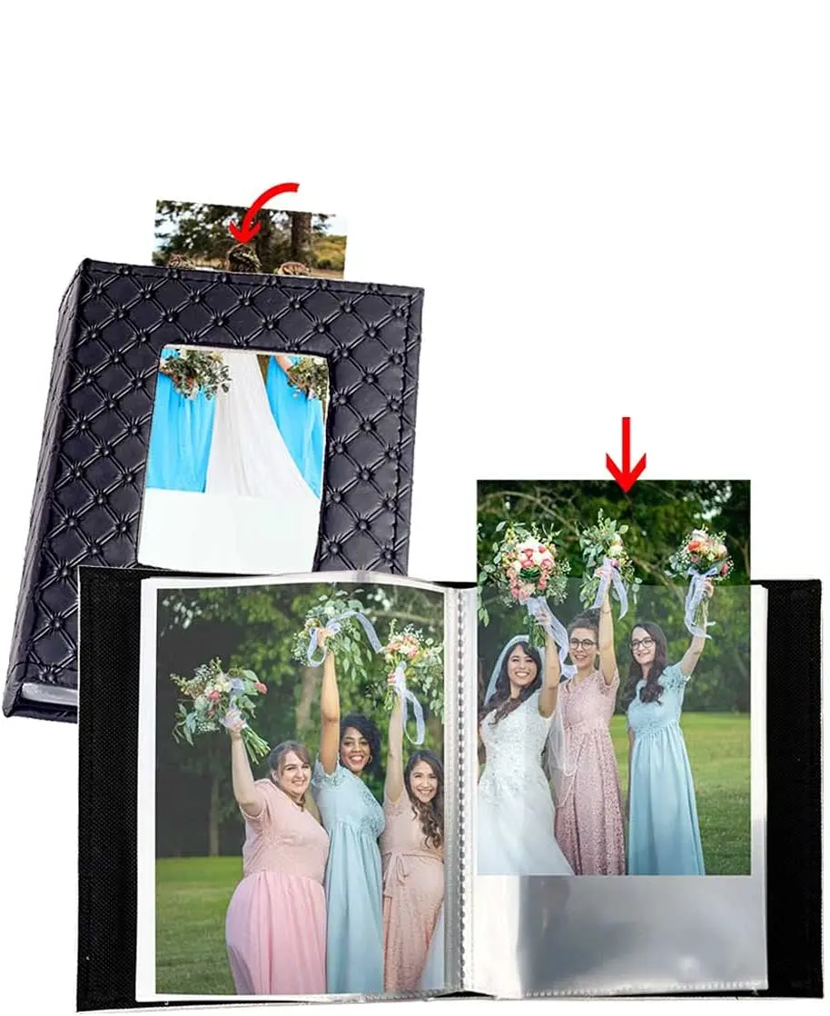 Álbum de fotos de couro para casamento, álbum de fotos de família com inserção de plástico reutilizável para impressão de livros, álbum de memórias, lembrancinhas, presentes para presentes