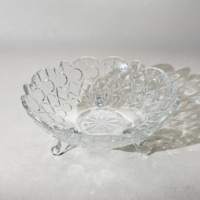Assiette de table jetable en verre cristal transparent texturé gaufré à motif végétal pour la maison moderne, les mariages et les fêtes