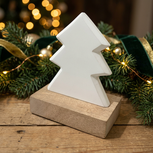 White Wooden Christmas Tree Decoration <b>Pine</b> Shape Tabletop Ornament Indoor Handmade Holiday Display - Product Image 4