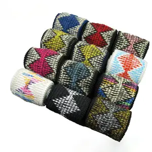Deepeel EL006 7cm Sewing Clothing Accessories Decorative Belt Lace Jacquard Webbing Multicolor Stripe Elastic Band