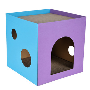 Juego de cajas rascadoras para gatos, diseño de cubo rosa y blanco, fácil de montar, para gatos, para todas las estaciones, estilo minimalista - Product Image 3