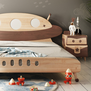 Con Tàu Vũ Trụ Cartoon Thắp Sáng Đầu Giường Gỗ Đồ Nội Thất Trẻ Em Giường Cho Trẻ Em - Product Image 4