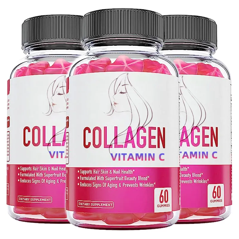 Label pribadi suplemen Vegan kolagen Biotin Collagen Gummy rambut vitamin untuk kulit rambut dan kuku