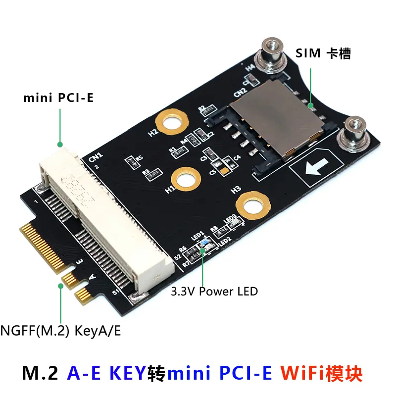 Wifi Adattatore Mini PCIE Scheda di Rete Wireless per M2 NGFF Chiave A + E Wifi Carta di Raiser con SIM Card slot per la Connessione WiFi/WWAN/LTE Modulo