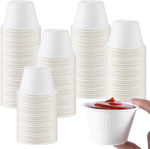 1oz compostable dùng một lần phân hủy sinh học Takeaway mía bã mía giấy nước sốt <span class=keywords><strong>cup</strong></span> với nắp - Product Image 1