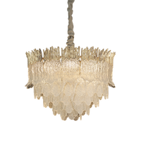 Lustre en verre de luxe texturé à plusieurs niveaux, suspension LED, garantie 2 ans, pour villas, salles à manger Majlis, hôtels de charme