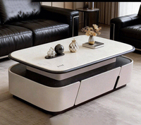 Table basse carrée minimaliste en pierre microfibre style italien et meuble TV combiné pour salon, nouveau style 2026 avec tiroir de rangement