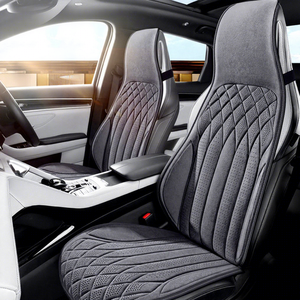 Coussin de siège de voiture universel, une seule pièce, tissu en maille ventilé, motif diamant, pour la rangée avant, ensemble double siège, gris clair, quatre saisons - Product Image 1