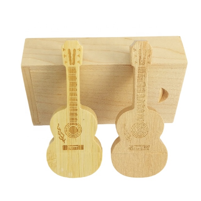 LOGO Customized Wooden Classical Guitar Usb Pen Drive Flash Drive Memory Stick 4GB 16GB 32GB 64GB Metal Keychain Gift Pendrive