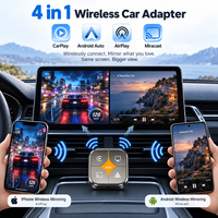 Adaptateur sans fil 4 en 1 CarPlay Android Auto, dongle USB-A pour AirPlay Miracast, mise à niveau multimédia intelligente pour voiture
