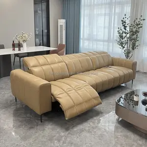 Electric Retractable Genuine Leather Sofa Adjustable Hotel Lobby Sofa Recliner Living Room Sofa Sets