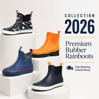 Bottes de pluie durables en caoutchouc naturel pour femmes, 100 % imperméables, chaussures de jardin à la cheville, bottes de pluie d'extérieur flexibles de haute qualité