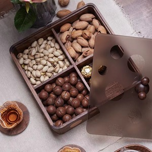 Solid Wood Nut <b>Box</b> Rectangular With Lid And Compartments For Storage Home Use - Product Image 4