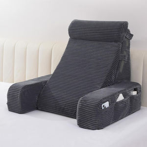 Coussin de lecture et de soutien dorsal <span class=keywords><strong>réglable</strong></span> avec dossier en mousse multi-densités zonée <span class=keywords><strong>pour</strong></span> un soutien ciblé, poches latérales, <span class=keywords><strong>pour</strong></span> <span class=keywords><strong>lit</strong></span> et chaise - Product Image 1